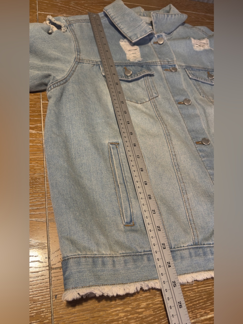 Ashley Vintage Charm Light Blue Distressed Denim Jacket Size 1X - Picture 14 of 14